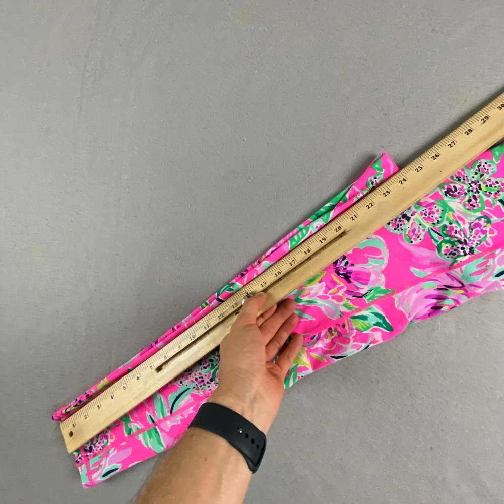 Lilly Pulitzer Luxletic S Low Rise Crop Leggings Hot Pink Floral Print Active - Picture 9 of 11